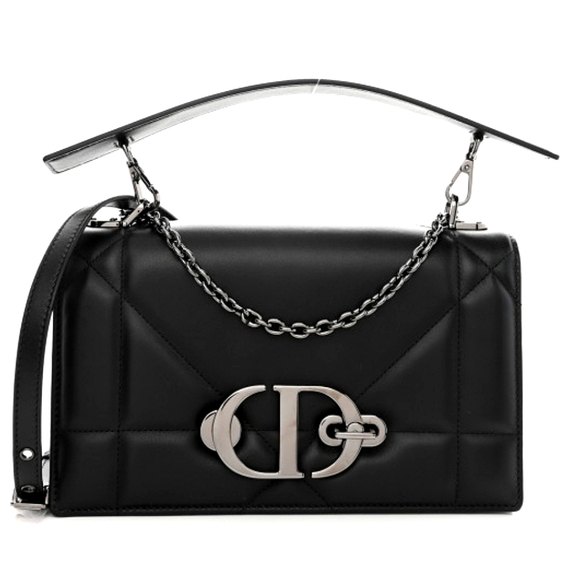 Dior Handbags - Christian Dior Maxi Cannage 30 Montaigne Chain Top Handle Bag In Black Lambskim